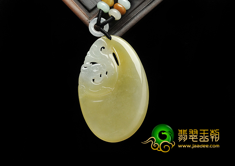 糯冰种黄翡缅甸翡翠A货仿古龙挂件