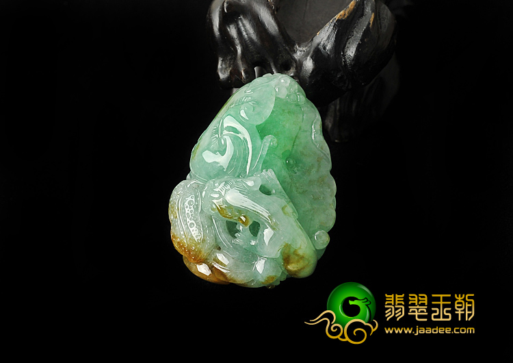 糯冰种黄加绿缅甸翡翠A货生意兴隆挂件