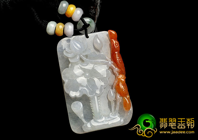 冰种晴水红黄翡缅甸翡翠A货百年好合挂件