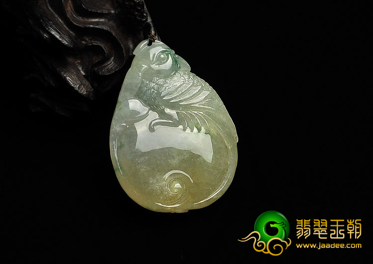 糯冰种淡黄翡飘花缅甸翡翠A货英明神武挂件