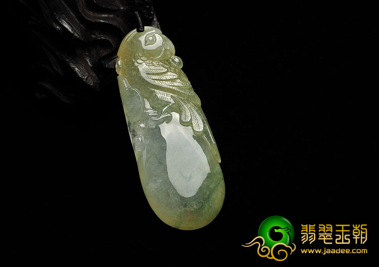 糯冰种淡黄翡飘花缅甸翡翠A货英明神武挂件