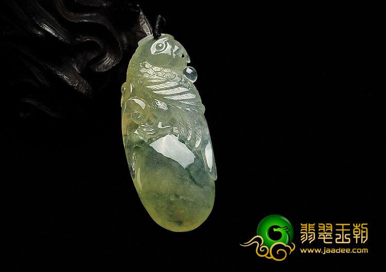 糯冰种淡黄翡飘花缅甸翡翠A货英明神武挂件