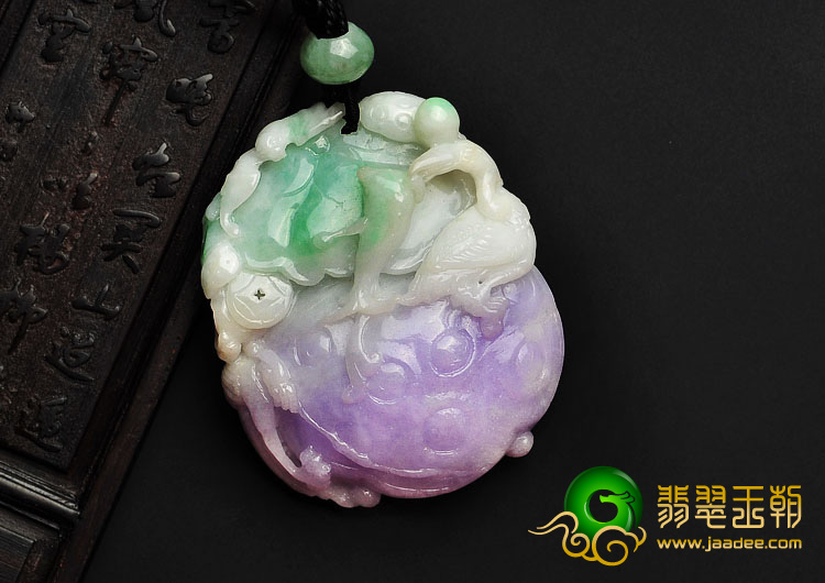 糯冰种春带彩缅甸翡翠A货一路连科挂件