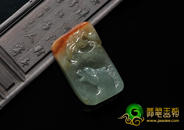 糯冰种晴水褐黄翡缅甸翡翠A货龙马精神挂件
