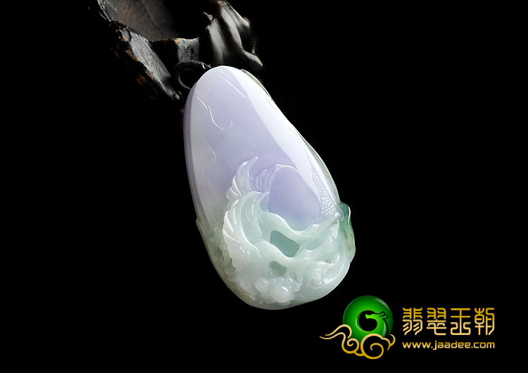 糯冰种春带彩缅甸翡翠A货大展鸿图挂件