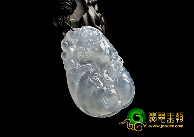 冰种淡紫罗兰缅甸翡翠A货龙凤呈祥挂件