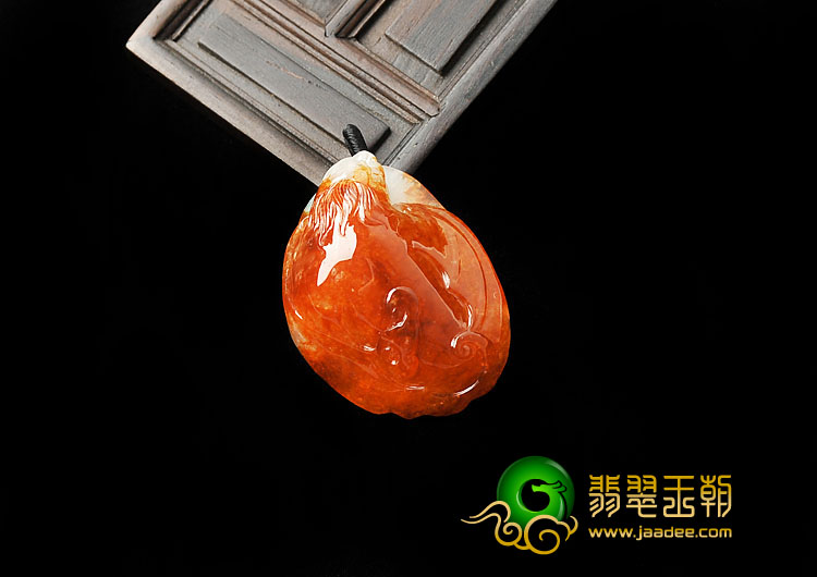 糯冰种红翡缅甸翡翠A货福在眼前挂件