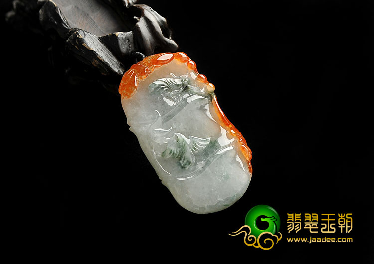 糯冰种红翡飘花缅甸翡翠A货节节高挂件