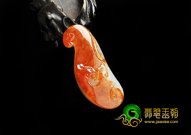 糯冰种红翡缅甸翡翠A货凤来仪挂件