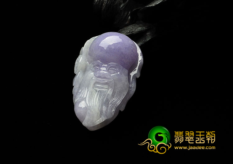 糯冰种紫罗兰缅甸翡翠A货寿星头挂件