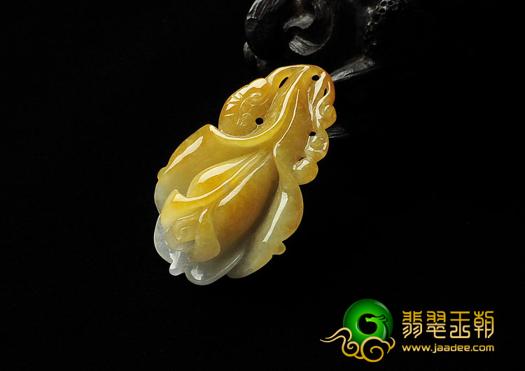 糯冰种黄翡缅甸翡翠A货玉兰花挂件