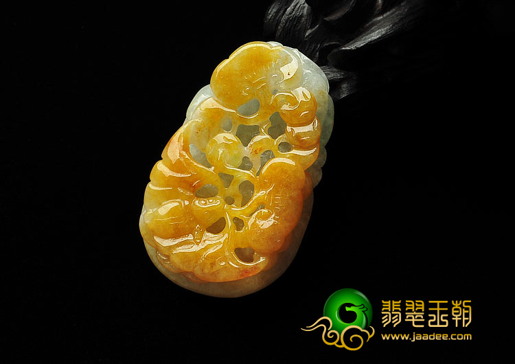 糯冰种黄翡缅甸翡翠A货如意福挂件
