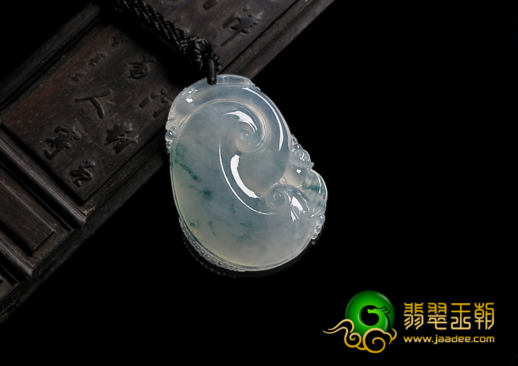 冰种飘花缅甸翡翠A货如意寿挂件