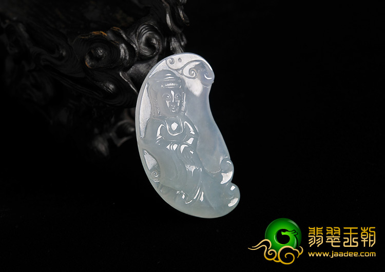 冰种淡晴水缅甸翡翠A货观音挂件