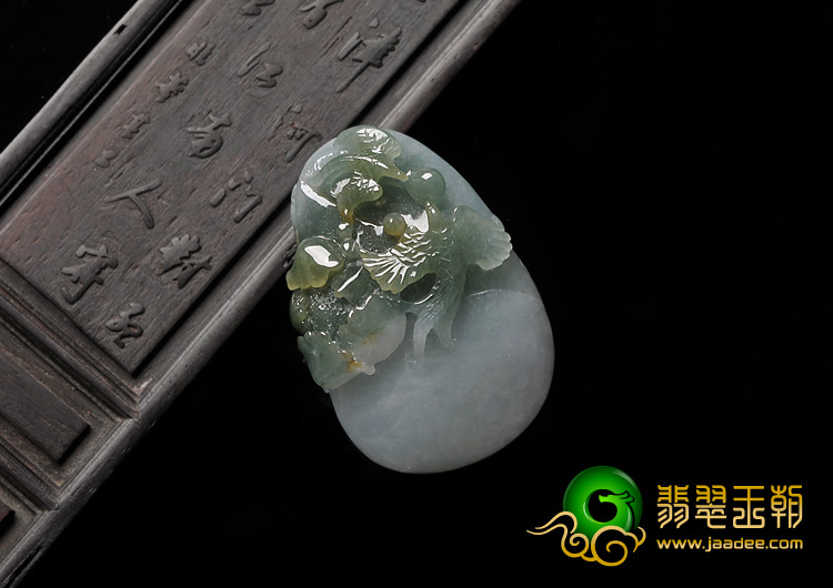 糯冰种晴水带褐黄翡缅甸翡翠A货富贵双喜挂件