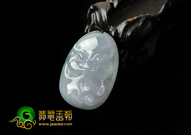 冰种晴水缅甸翡翠A货龙头挂件