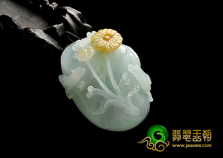 糯冰种晴水带黄翡缅甸翡翠A货喜上眉梢挂件