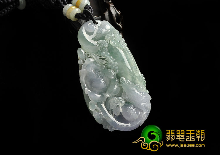 冰种晴水紫罗兰缅甸翡翠A货喜上眉梢挂件