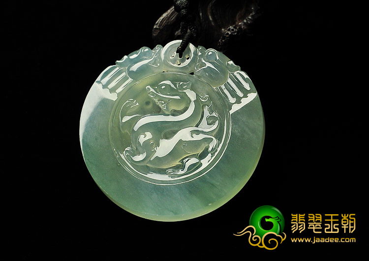 冰种晴水缅甸翡翠A货龙牌挂件