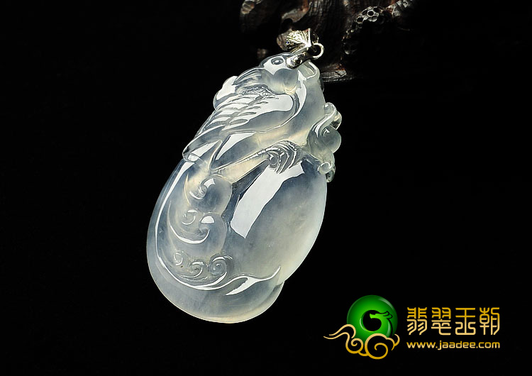 冰玻种晴水缅甸翡翠A货神鸟挂件