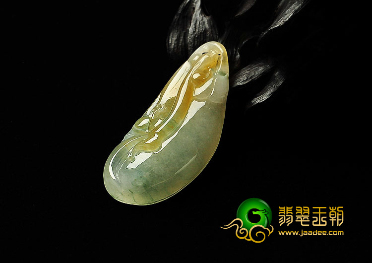 糯冰种黄翡缅甸翡翠A货福瓜挂件