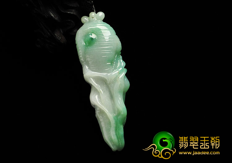 糯冰种飘花缅甸翡翠A货人参如意挂件