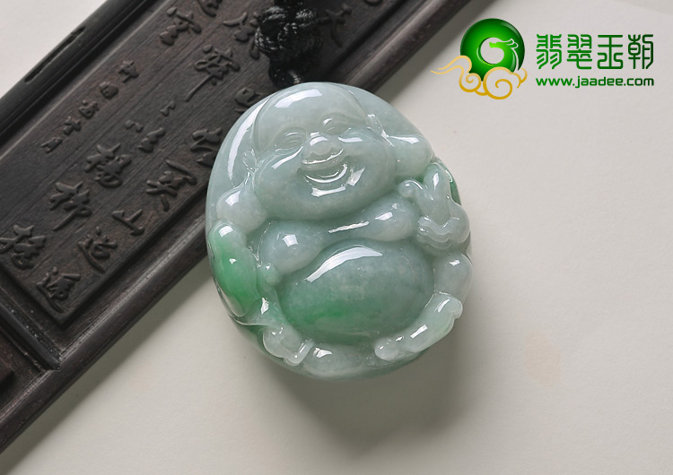 糯冰种飘翠缅甸翡翠A货玉佛挂件