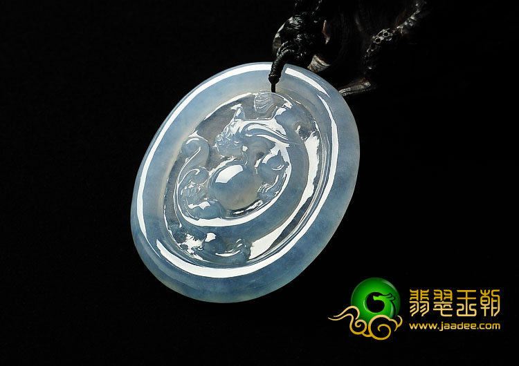 冰种晴水缅甸翡翠A货龙牌挂件