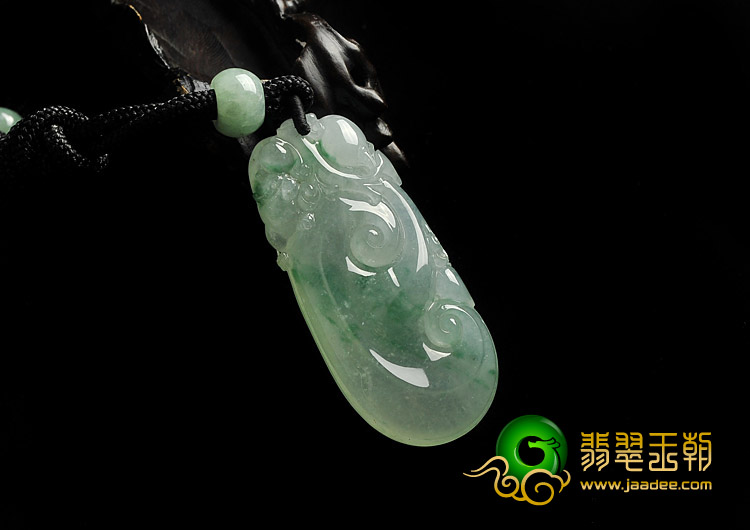 冰种飘花缅甸翡翠A货如意寿挂件