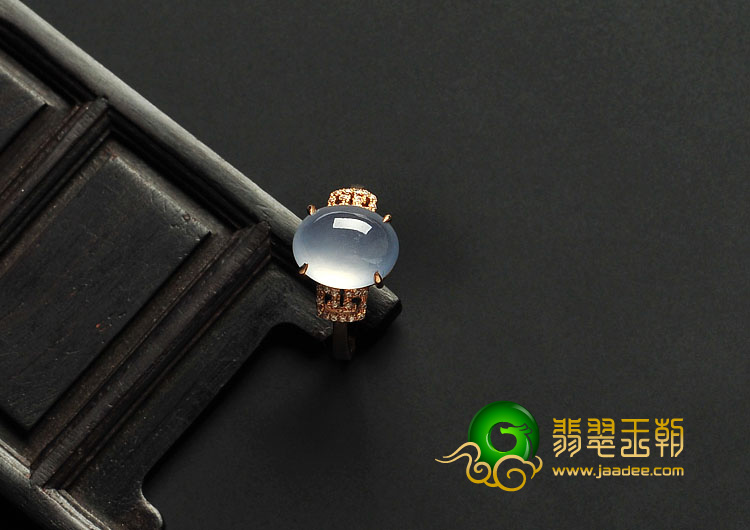 冰种紫罗兰缅甸翡翠A货镶玫瑰金戒指（真钻）