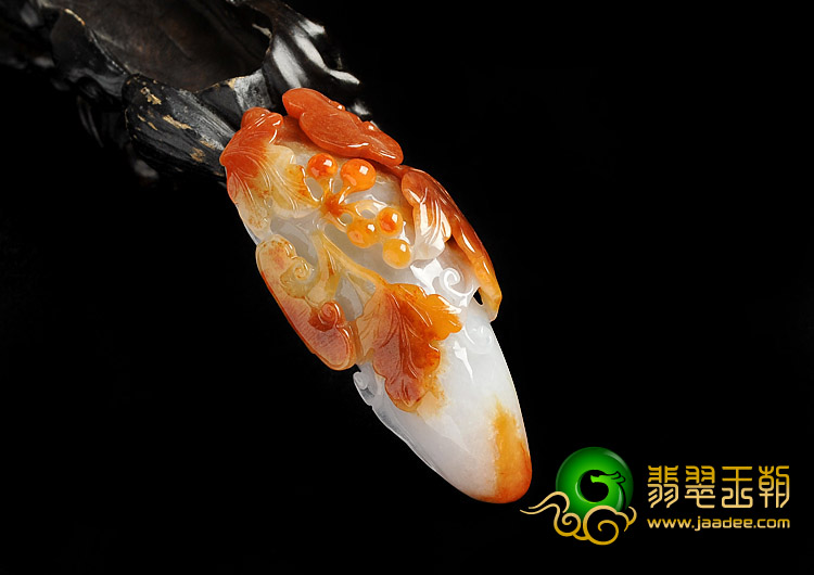糯冰种红黄翡缅甸翡翠A货福瓜挂件