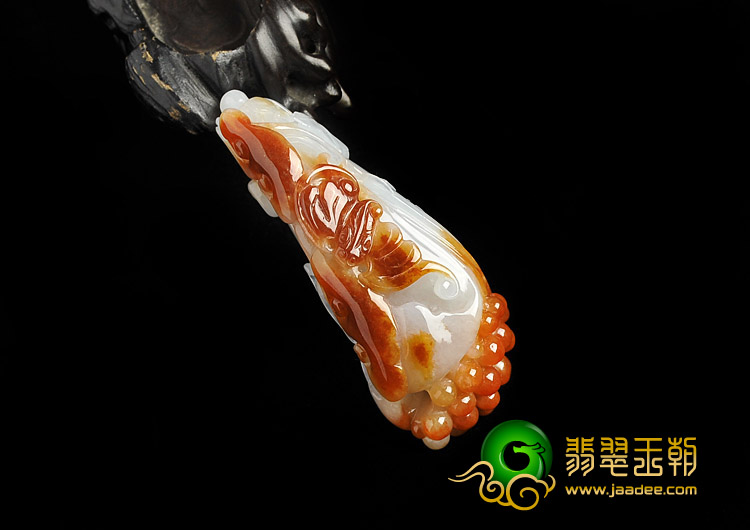 糯冰种红黄翡缅甸翡翠A货玉兰花挂件