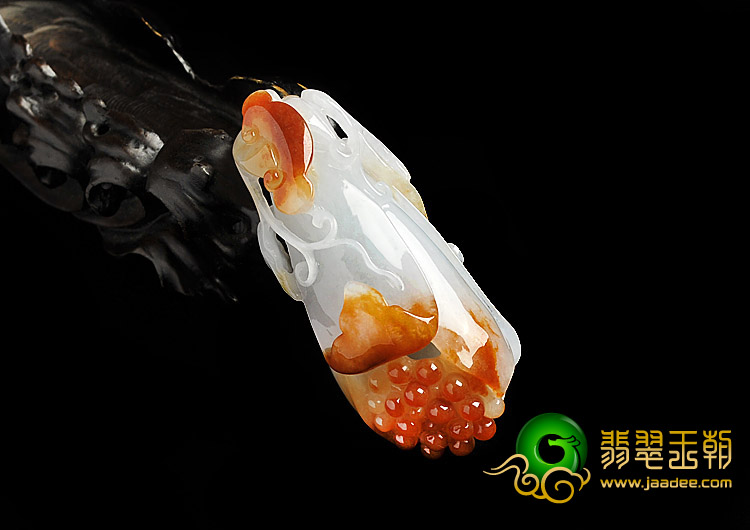 糯冰种红黄翡缅甸翡翠A货玉兰花挂件