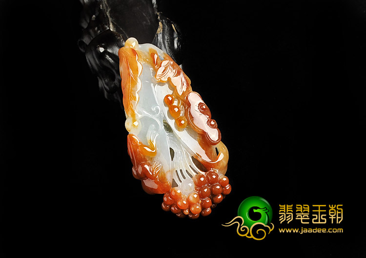 糯冰种红黄翡缅甸翡翠A货玉兰花挂件
