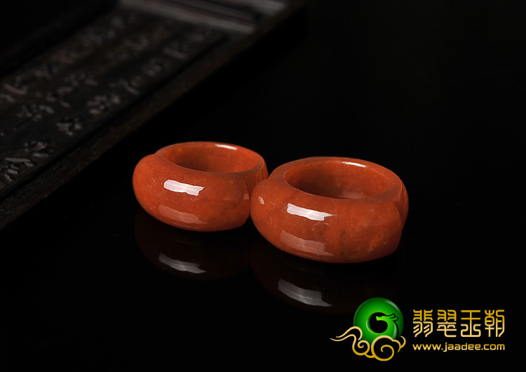 冰种红翡缅甸翡翠A货情侣对戒指环