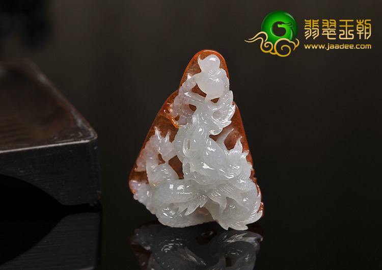 糯冰种红黄翡缅甸翡翠A货海龙挂件