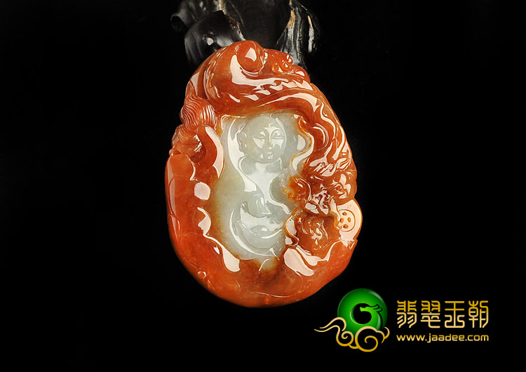 糯冰种红翡缅甸翡翠A货望子成龙挂件
