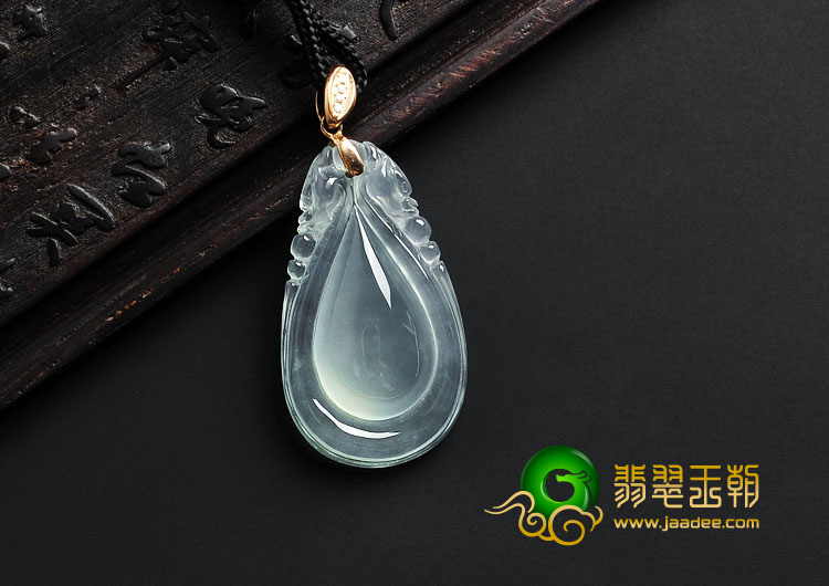冰玻种晴水缅甸翡翠A货双龙如意挂件