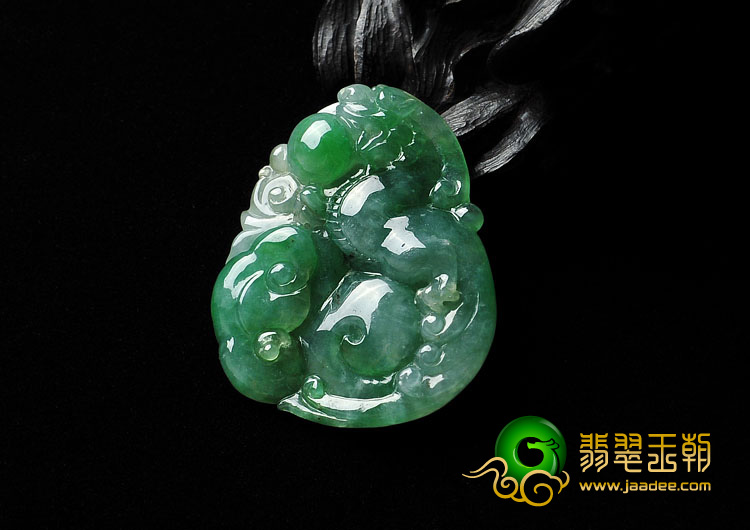 糯冰种深绿色缅甸翡翠A货龙行如意挂件