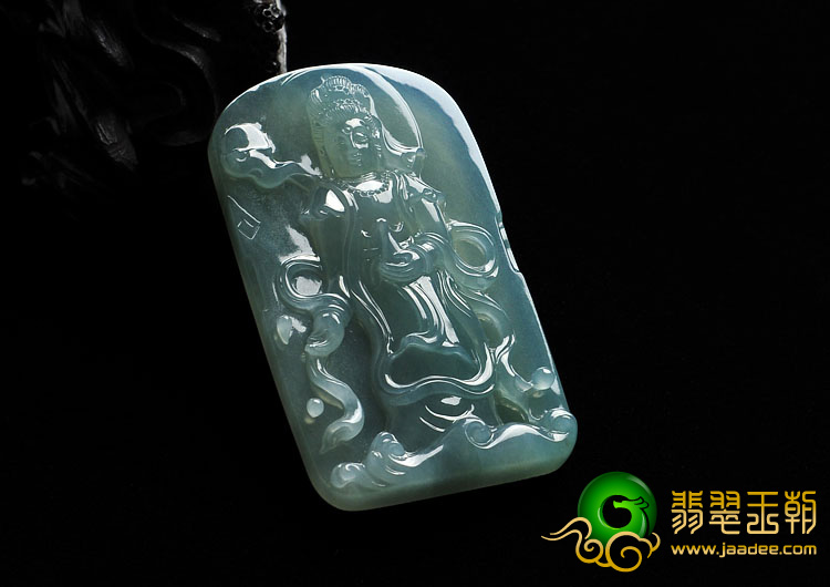 糯冰种晴水缅甸翡翠A货飘逸观音挂件