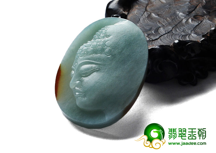 糯冰种晴水缅甸翡翠A货释迦牟尼头挂件