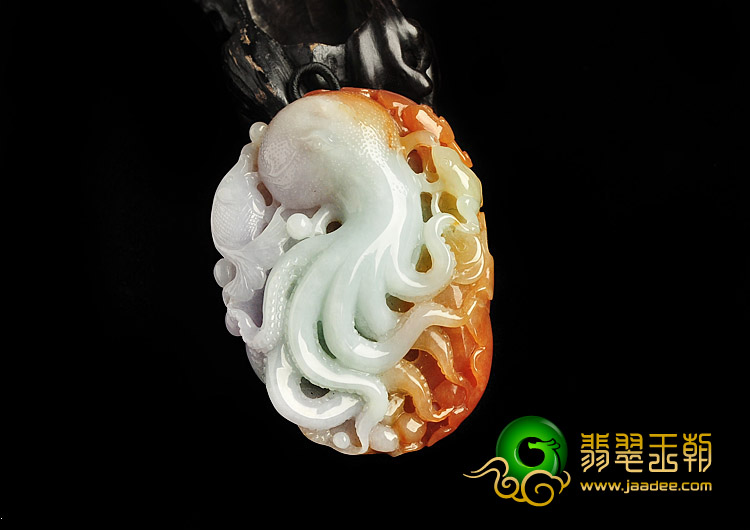糯冰种三彩缅甸翡翠A货八方进财挂件