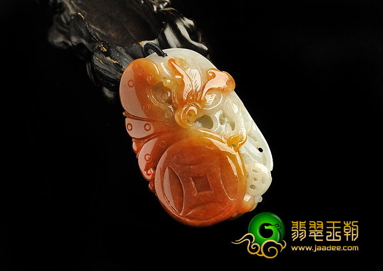糯冰种红黄翡缅甸翡翠A货招财进宝挂件