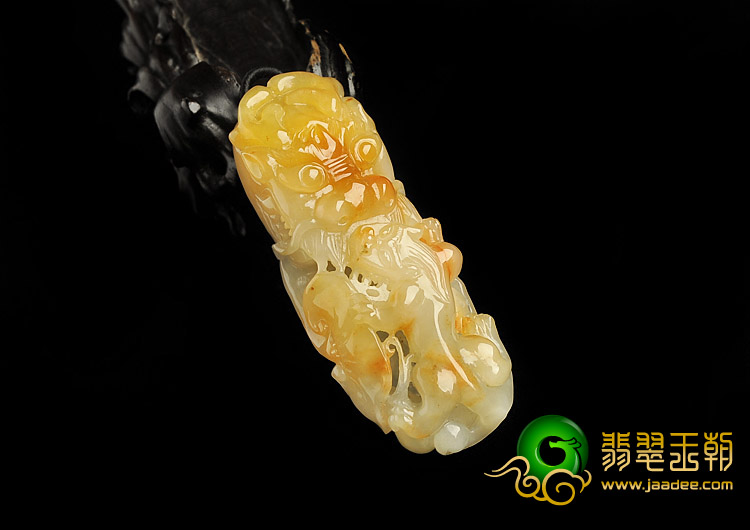 糯冰种红黄翡缅甸翡翠A货望子成龙挂件