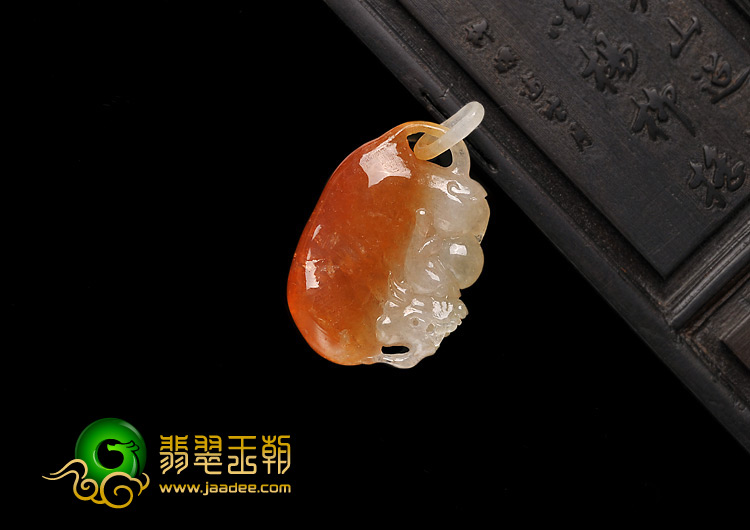 冰种红翡缅甸翡翠A货龙凤呈祥挂件