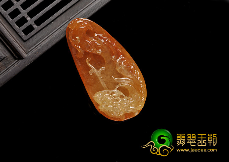 冰种红翡缅甸翡翠A货游龙戏凤挂件