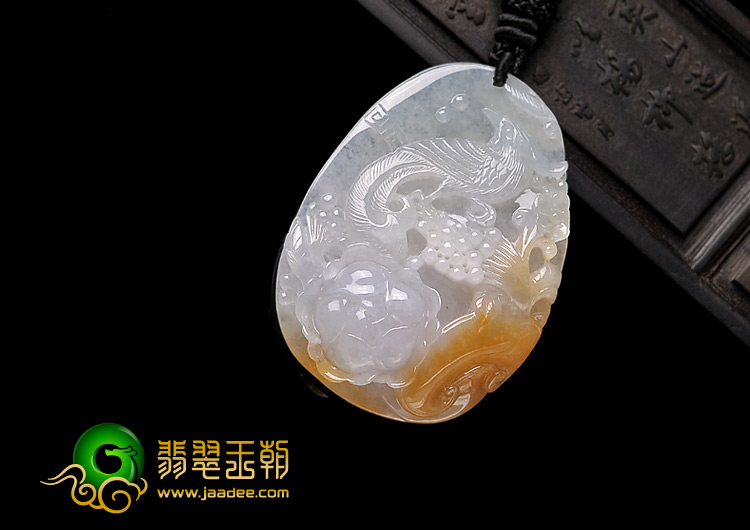 糯冰种红黄翡缅甸翡翠A货富贵花开挂件