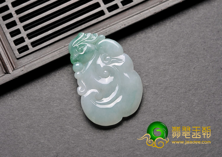 糯冰种翠色缅甸翡翠A货凤凰如意挂件