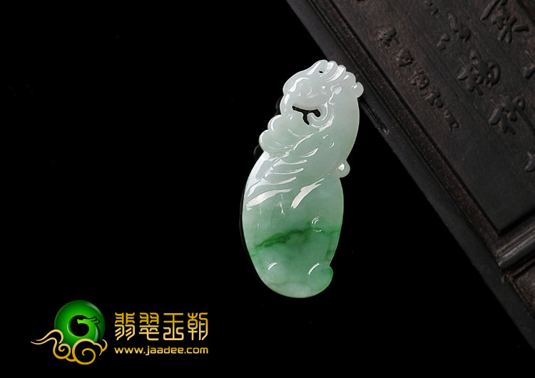 糯冰种翠色缅甸翡翠A货凤凰如意挂件