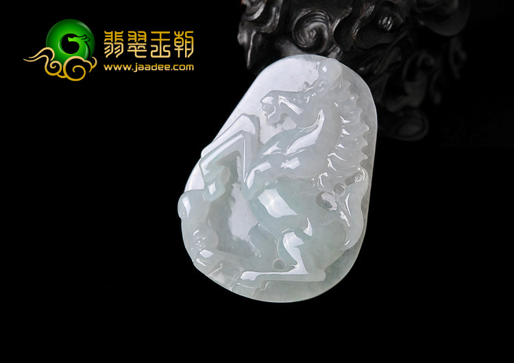 糯冰种晴水缅甸翡翠A货马牌挂件